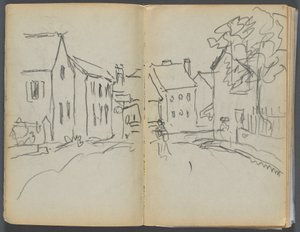 Sketchbook- The Granite Shore Hotel, Rockport, page 004 & 5: Street Scene