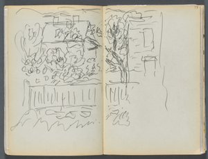 Sketchbook - The Granite Shore Hotel, Rockport, page 058 & 59: House and Fenced Garden