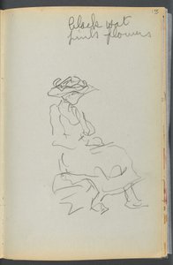 Sketchbook- The Granite Shore Hotel, Rockport, page 155: Seated Woman with Notes by Maurice Prendergast