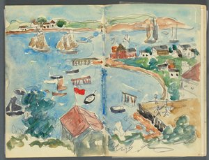 Sketchbook, The Dells, No. 127, page 048 & 49: View of a Cove from Above by Maurice Prendergast