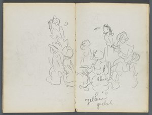 Sketchbook, The Dells, No. 127, page 074 & 75: Figures with Color Notations by Maurice Prendergast