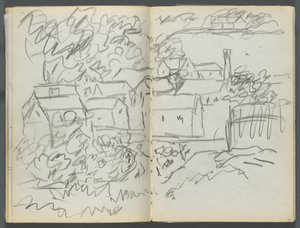 Sketchbook, The Dells: Landscape with Houses