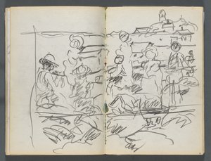 Sketchbook: The Dells, No. 127, Figures in a Landscape (page 098 & 99) by Maurice Prendergast