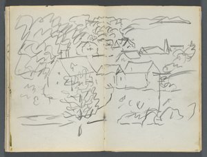 Sketchbook, The Dells, No. 127, page 108 & 109: Landscape with Houses