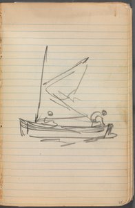 Sketchbook, page 085: Sailboat with Two Figures by Maurice Prendergast