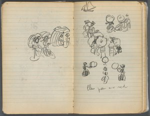 Sketchbook, page 110 & 111: Study for Figures on a Beach by Maurice Prendergast