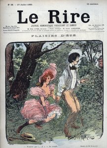 Summer Pleasures - Two Lovers Are Surprised in a Forest by a Passerby - Illustration by Maurice Radiguet for the French Magazine 