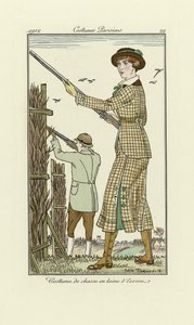Design for Ladies Tweed Shooting Outfit, from Costumes Parisien, pub.1912