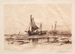 Fishing Boats on the Beach at Scheveningen by Maurits Frederik Hendrik De Haas