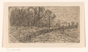 Landscape with Road, Forest Edge, and Power Poles by Maurits van der Valk (signed by artist)