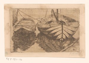 Rowboat and Sailboat by Maurits van der Valk (signed by artist)