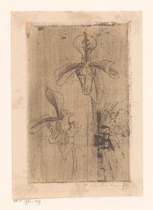 Two Orchids and a Cart on the Beach by Maurits van der Valk (signed by artist)