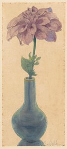 Blue Glass Vase with Lilac Dahlia