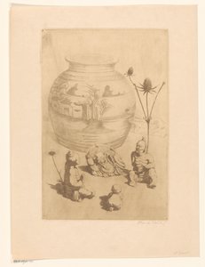 Chinese Vase with Four Small Figures by Maurits van der Valk