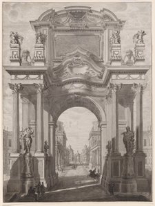 An Architectural Capriccio with a Triumphal Arch by Maurizio Pedetti