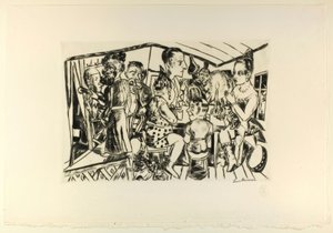 Behind the Scenes, plate three from Jahrmarkt by Max Beckmann