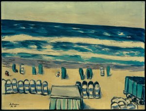 Blue Sea with Beach Chairs by Max Beckmann