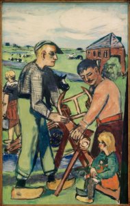 Woodcutter with Child (Dutch Woodcutters) by Max Beckmann