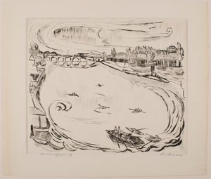 Main River Landscape, Plate 6 from the Portfolio “Faces” by Max Beckmann