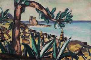 Seascape with Agaves and Old Castle by Max Beckmann