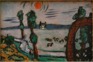 Foggy Landscape with Cows by Max Beckmann