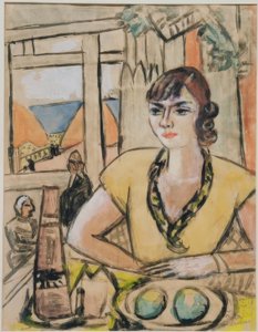 Portrait of Quappi in the Beach Café by Max Beckmann