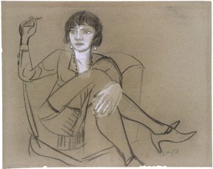 Quappi in an Armchair, Smoking by Max Beckmann