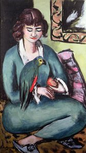 Quappie with a Parrot by Max Beckmann