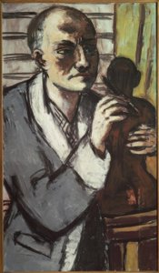 Self-Portrait with Gray Dressing Gown by Max Beckmann