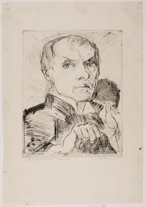Self-Portrait with Stylus, Plate 19 from "Faces" by Max Beckmann