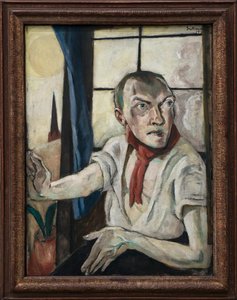 Self Portrait with Red Scarf by Max Beckmann