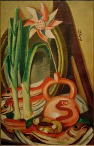 Still Life with Fish and Paper Flower by Max Beckmann