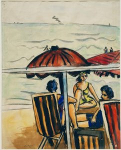 Beach Scene with Parasols