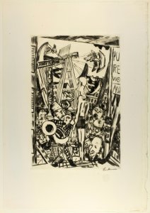 The Tall Man, plate five from Jahrmarkt by Max Beckmann