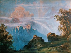 Walhalla, backdrop for scenic design of Ring of Nibelungs by Richard Wagner