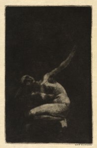 Crouching Female Nude by Max Klinger