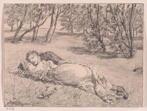 Couple on the Grass – An Embrace in a Landscape