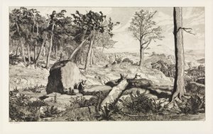 Simplicius in the Forest Wilderness (Intermezzi, Opus IV, Plate 10) by Max Klinger