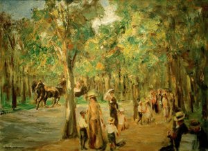 Avenue in the Tiergarten with Walkers and Carriage by Max Liebermann