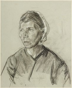 Bust of an Older Woman with a Cap by Max Liebermann