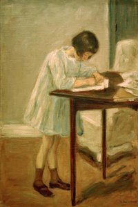 The Granddaughter Writing by Max Liebermann