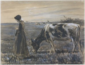 Girl with Cow by Max Liebermann