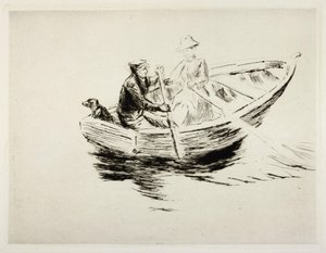 In the boat by Max Liebermann