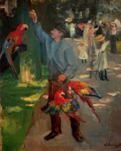 Parrot Man in Amsterdam Zoo by Max Liebermann
