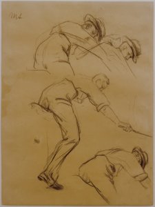 Polo Players, Three Riders to the Right - Study