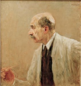 Self-Portrait in Painting Smock, in Profile to the Left by Max Liebermann