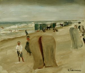 Beach with Beach Chairs by Max Liebermann