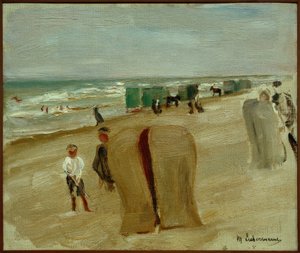 Beach Scene in Noordwijk by Max Liebermann