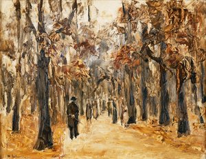 Zoological Gardens in Autumn with Figures Walking