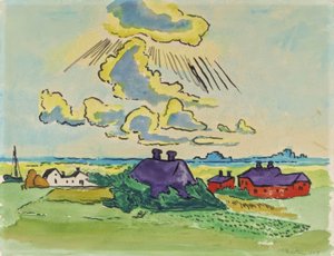 Coastal Landscape with Village by Max Pechstein